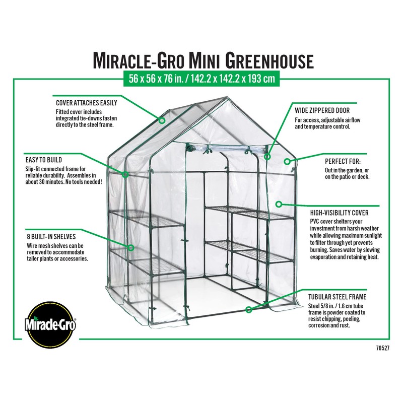 Miracle-Gro 4'8" x 4'8" x 6'5" All-Season Small Walk-in Greenhouse