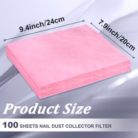 STSTR 100 Sheets Nail Dust Collector Filter Paper, Pink Disposable Nail Vacuum Dust Collector Pads for Nail Salon, Replacement Filters for Most Nail Dust Collectors Machine for Nail Tech, Spa