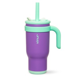 VINUR Kids Insulated Tumbler with Lid and Straw-17 oz Stainless Steel Double Wall Vacuum Tumbler Travel Water Cup with Handle (Purple)