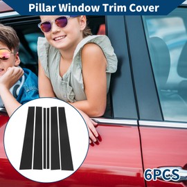Hihaha Door Pillar Window Trim for Ford Expedition 1997-2017 Front Rear Left Right Anti Scratch Sticker Pillar Posts Door Outer Exterior Cover 6 Pcs Black