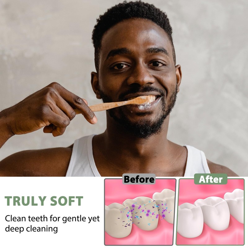 Tetragonal tree 8 Count Biodegradable Bamboo Toothbrushes - Natural Toothbrush