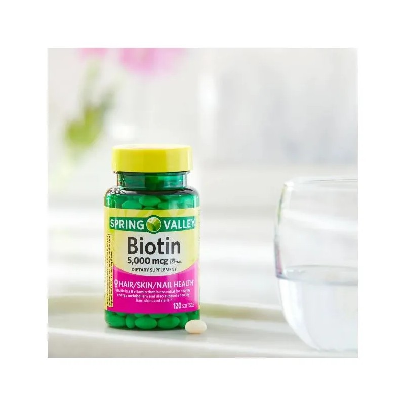 Biotina 5,000mcg 120 Caps Cabello Uñas Piel Biotin Spring Va