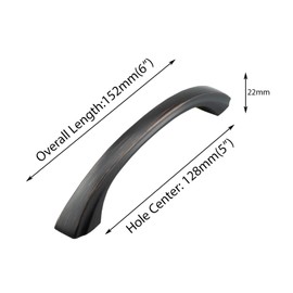 Modket Makoto Series Solid Traditional Classic Kitchen Cabinet Pull Handle — 5-1/2" Overall Length, 5" (128mm) Hole Centers, Oil Rubbed Bronze — 25 Packs