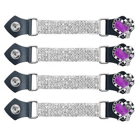 Dream Apparel 4PCS Bling Crystal Motorcycle Vest Extenders for Women Biker with Faux Leather Ends and Rhinestone Chains