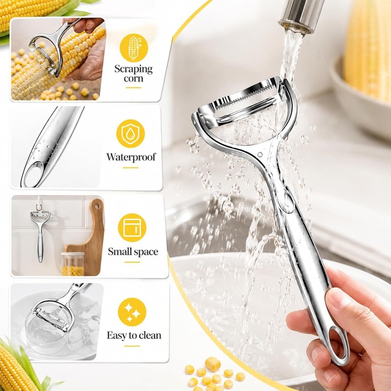 2PCS Upgraded Corn Peeler 304 Stainless Steel Corn Kernel Remover,