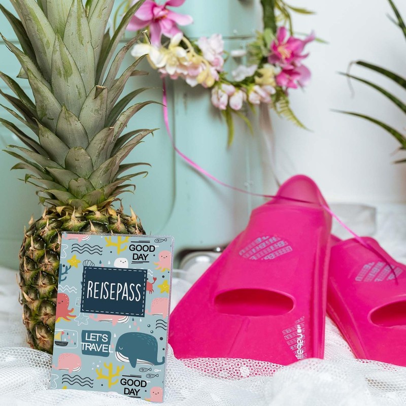 cozy racoon Kids Passport Holder, ocean, Modern