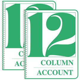 Sayglossy 2 Pack Ledger Books Columnar Log Books Accounting Notebook for Business Bookkeeping, 100 Pages, 8.5 x 11 Inch, Wire-O(12 Column)