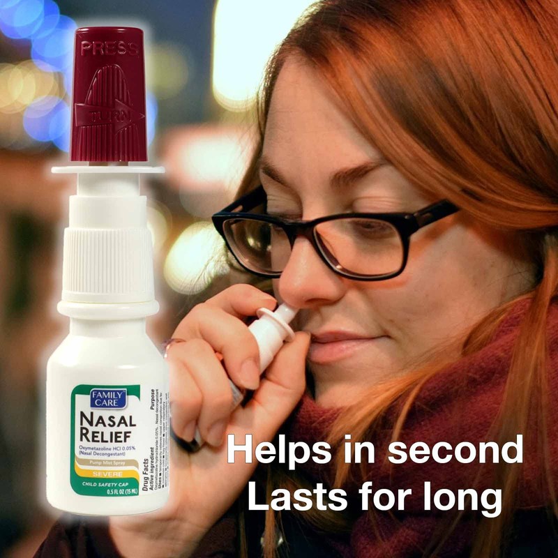 Nasal Relief Spray, Pump Mist, Anti-drip, Severe Congestion, (Oxymetazoline HCI