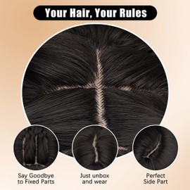 Black 26-inch Long Wig with Bangs for Women - Straight Layered Style, Realistic Scalp, Freestyle Parting, Natural-Looking & Heat-Resistant Synthetic Hair for Daily and Party Use