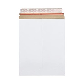 PSBM Rigid Mailers, 9.75x12.25 Inch, 100 Pack, Kraft White, Stay Flat Cardboard Shipping Envelopes for Photo & Document, Self Seal