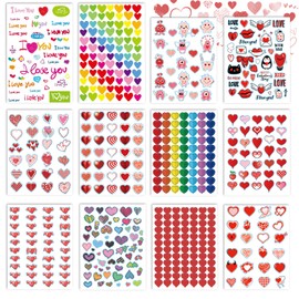 kortes Valentines Day Stickers, 544Pcs Valentines Heart Stickers , Love Decorative Sticker (12 Sheets), Pack 02