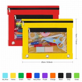 IKAYAS 6 Pack Pencil Pouch for 3 Ring Binder, Pencil Bags for Classroom Bulk Pencil Pouch Box Pencil Case for Storing School Teacher Supplies, 6 Colors