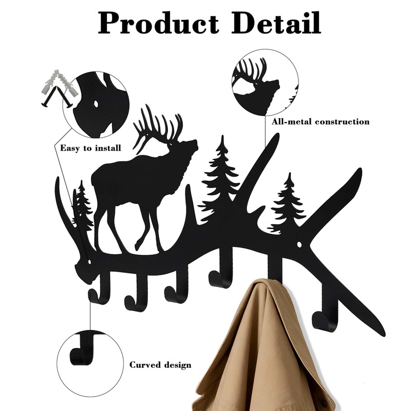 Zckjnoi Elk Antler Key Holder Wall Mount – Rustic Key