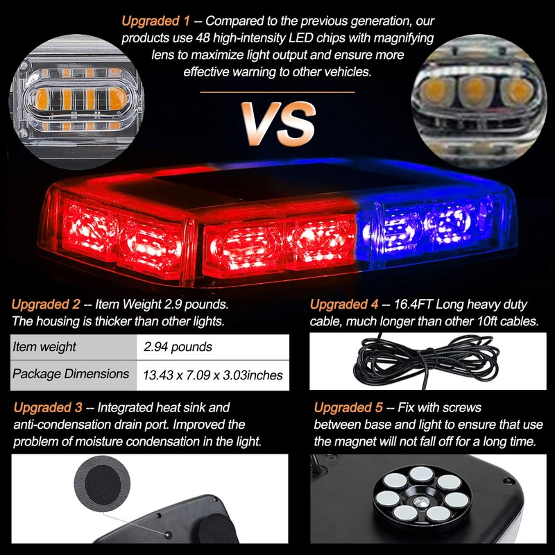 ASPL 48LED Roof Top Strobe Lights, High Visibility Emergency Safety