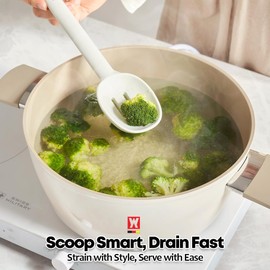 Wagensteiger Light Gray Versatile Slotted Spoon: Muti-Purpose Cooking Tool with Heat Resistant, Non-stick Cookware Safe, Skimmer for Deep Frying Cooking, BPA Free (11.02inch x 2.56inch)