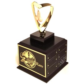 Fantasy Football Last Place SACKO Perpetual Trophy with 12 Black Plates