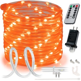 West Ivory 10ft 8-Mode LED Rope Light, Outdoor Waterproof Accent Lighting, Remote Control Included, ETL Certified w/Clear Flexible PVC Tube, Backyard, Christmas Lights, Ambient Décor - Orange