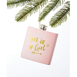 Holiday Lane Dreamland Get it Girl Pink Flask Ornament