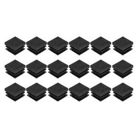 sourcing map 18Pcs Square Plastic Plugs, 22 x 22mm/0.87 x 0.87inch PE Pipe Tubing End Caps for 17-20mm/0.67-0.79inch Square Tube Furniture Chair Leg, Black