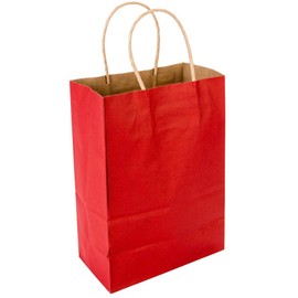 Saving Nature Red Paper Large Shopping Bag - 16" x 9 3/4" x 17 1/4" - 100 count box - Restaurantware