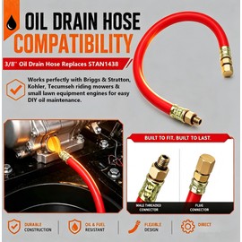 3/8" NPT Oil Drain Extension Hose Replaces STAN1438 1723165SM 116-4924, Leak Free Oil Change Tube Compatible with Briggs & Stratton Kohler Tecumseh Riding Mower Small Engines (2 Pack)