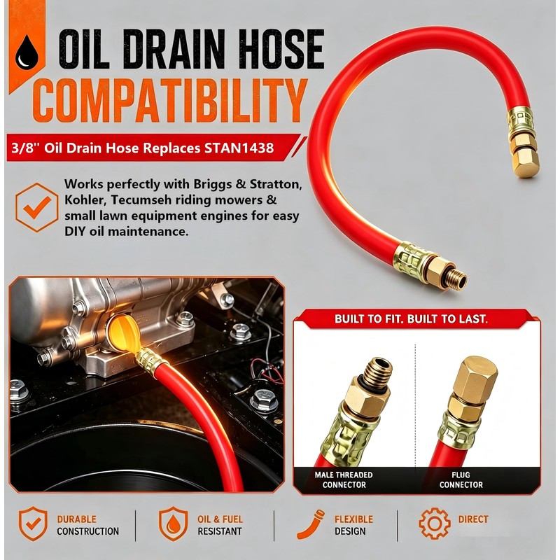 3/8" NPT Oil Drain Extension Hose Replaces STAN1438 1723165SM 116-4924,