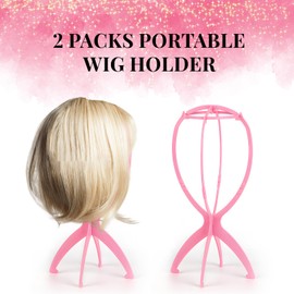 Superhairpieces Wig Stand Portable Wig Stand for Wigs Toupee Hats (Pink) Pack of 2
