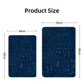 chakme Memory Foam Bath Mat, Extra Soft Non-Slip Bathroom Mat, Super Absorbent Bath Mats for Bathroom Floor, Machine-Washable Dry Bath Rugs,50x80 cm Large Navy Blue Bath Mat
