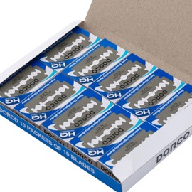 Dorco ST300 Platinum Extra Double Edge Razor Blades 100 Count, Premium Stainless Steel Shaving Blades, Super Sharp for Smooth, Precise Shave, Stocking Stuffers