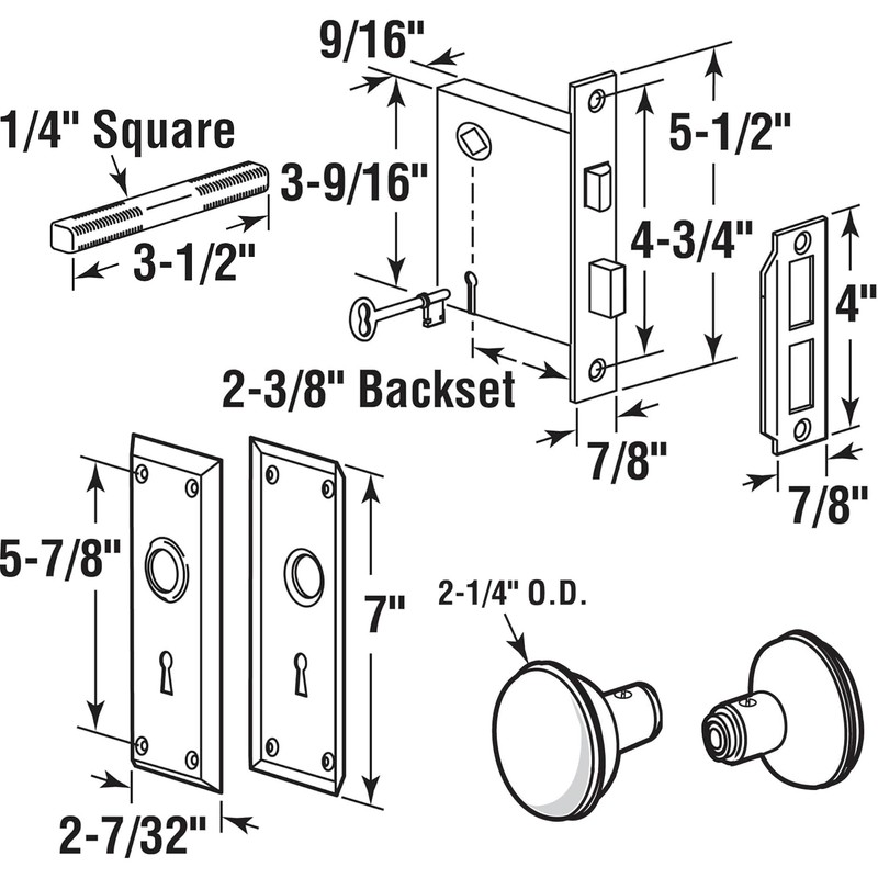 1 Pack Mortise Keyed Lock Set with Classic Knobs, Perfect