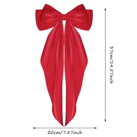 WLLHYF Big Satin Silky Barrettes, Long Tail French Bowknot Metal Pins, Hair Clamps and Clips for Women, Girls, Wedding, Birthday Party (Red)