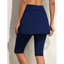 Septangle - Leggings deportivos con falda para mujer, UPF 50+, con falda de unión, pantalones deportivos para natación, pantalones cortos deportivos, Azul, 8