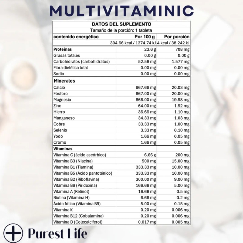 Multivitamínico Multi-sport Purest Life | Vitaminas 100 Tabs