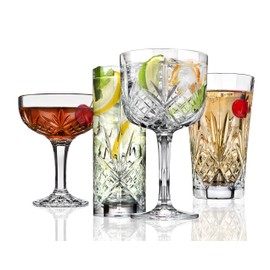 Godinger Barware Drinkware Mixology Set - Gin Glasses, Collins Tall Glasses, Bar Cups and Champagne Coupes - 8 pieces