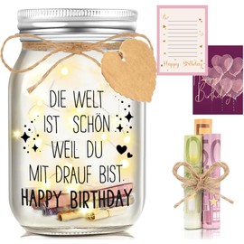 Hiipeefeel Geburtstagsgeschenk für Frauen, LED Flaschenlicht, Geldgeschenke Verpackung Geburtstag, Geschenk für Frau Beste Freundin Mama Schwester Tochter Mädchen