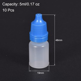 sourcing map Plastic Dropper Bottles, 5ml/0.17 oz Empty Squeezable Dropper Bottle with Cap, Blue, Pack of 10