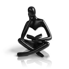 BYHANG Estatua de Pensador, Arte Abstracto para Decoración de Estantería, Escultura Figuras Decorativas, Estatuas de Resina Adecuadas para Sala de Estar, Dormitorio, Oficina, Cafetería (Negro)