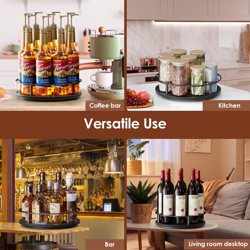 Nuovoware 9 Bottles Rotating Coffee Syrup Rack, Syrup Rack Organizer