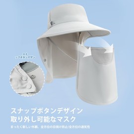 ZVCXOE, UV Protection Hat, Women's, Spring and Summer, Bucket Hat, Sun Protection, Full Light Blocking, Breathable, Sweat Absorbent, Quick Drying, Face Coverage, Wide Brim, Removable Face Cover, Sun