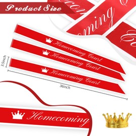 12 Pcs Homecoming Court Sashes for Pageants Prom Homecoming Party Favors Satin Court Sashes for School Dance Graduation Party Decoration Accessory(Red, White, White)