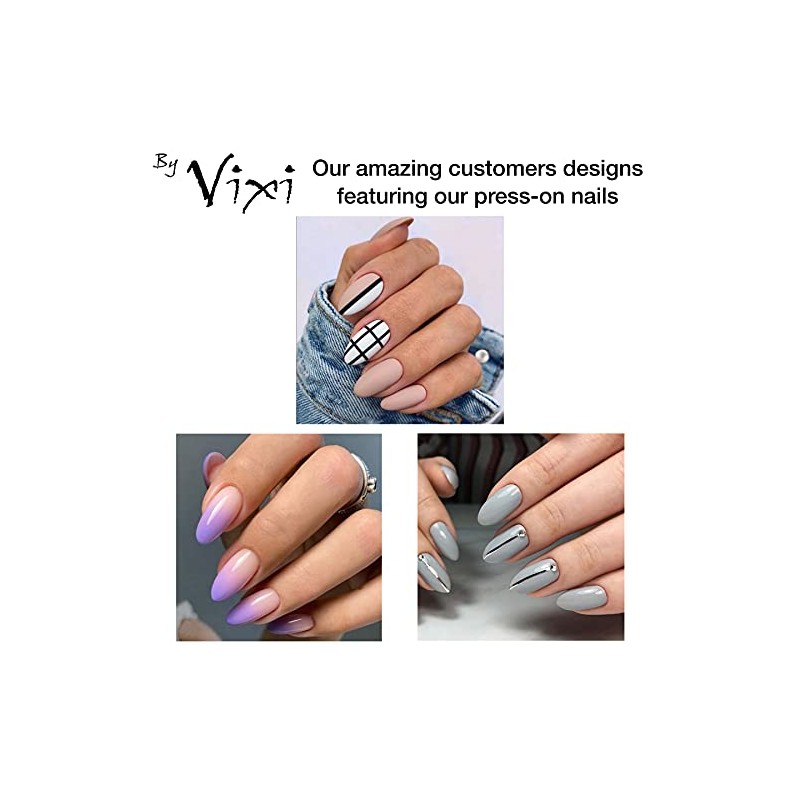 By Vixi 600 pieces MEDIUM ALMOND NAIL SET with FREE