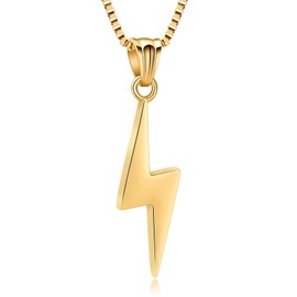 XSMZB Lightning Bolt Cremation Jewelry Ashes Holder for Human Pet Funeral Urn Necklace for Ashes Lightning Keepsake Pendant Jewelry(Gold)