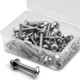 (40 Sets) M5 x 20 mm Allen Screws with Flange and Nuts Set 304 Stainless Steel Rounded Head Screws