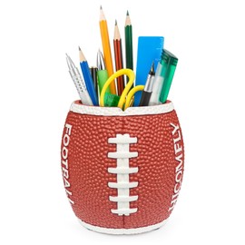 Football Pen Pencil Holder Cool Christmas Gifts for Teacher Kids, Resin Craft Desk Decorations Accessories for Women Men Teacher Office Organization Container, Cool Gadgets for Stationary Organizer