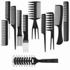AC063 (10 Hair Combs, 1 Vented Hair Brush) - Natural