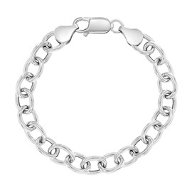 925 Sterling Silver 5" Traditional Chain Charm Bracelet for Toddlers & Little Girls and Boys - Plain Polished Traditional Chain Link Bracelet for Children - Chain Bracelet for Small Charms