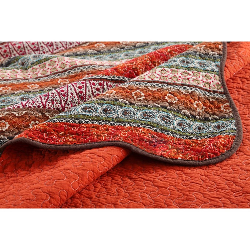 NEWLAKE Striped Classical Cotton 3-Piece Patchwork Bedspread Quilt Sets, Queen