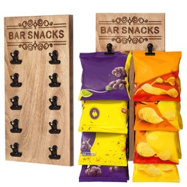 Weysat Wooden Bar Snacks Holder Organizer 9.65 x 5.59 x 0.63 Inch Small Snack Clip Dispenser for Home Bar, RV, Garden, Gifts for Christmas, New Home Owner, Father, Husband