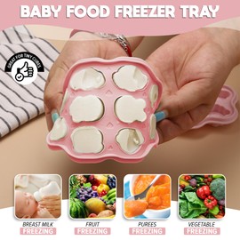 O’doe Silicone Baby Popsicle Molds & Baby Fruit Feeder with 1 Clip, 1 Pack Freezer Tray with Lid, 1 Breastmilk Popsicle Molds for Teething Relief, BPA Free, Includes 3 Extra Teething Pacifiers & Toys