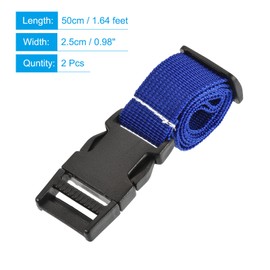 MECCANIXITY Utility Strap with Buckle 1x20 Inch Polyester Quick Release Adjustable Belt for Travel Outdoor Bag Luggage Packing (Blue, Pack of 2)